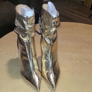 Gold Metallic Ankle Boots